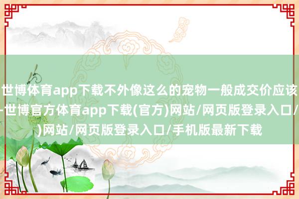 世博体育app下载不外像这么的宠物一般成交价应该在50-60w足下-世博官方体育app下载(官方)网站/网页版登录入口/手机版最新下载