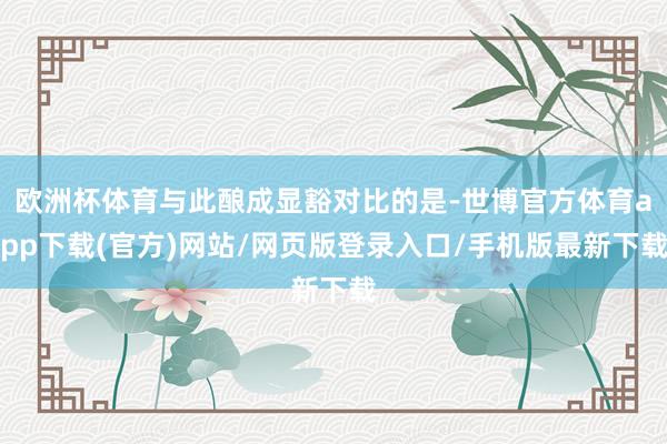 欧洲杯体育与此酿成显豁对比的是-世博官方体育app下载(官方)网站/网页版登录入口/手机版最新下载